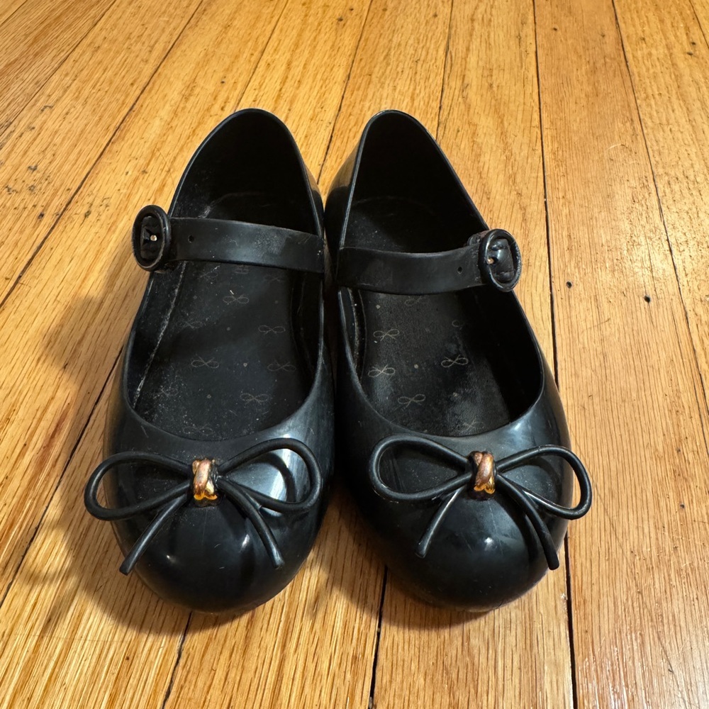 Black Mini Melissa Shoes with Bow Detail